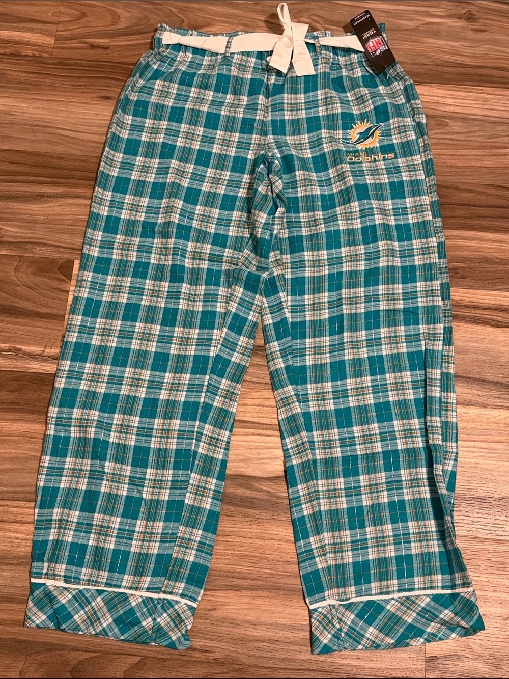 NFL Apparel Miami Dolphins Women's Sz. L Plaid Flannel Pajama Lounge Pants